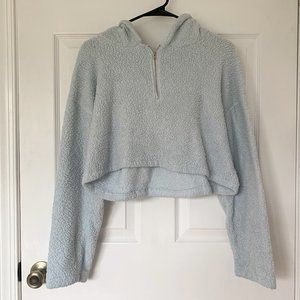 Cropped soft hoodie, M, Light blue